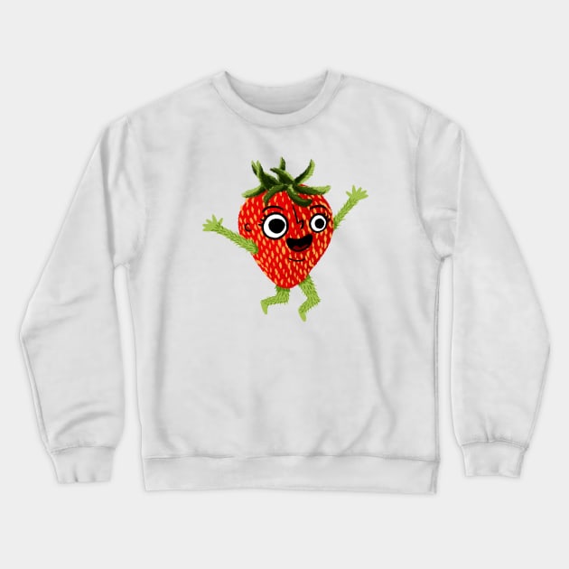 Happy Strawberry Crewneck Sweatshirt by Doodle Workshop